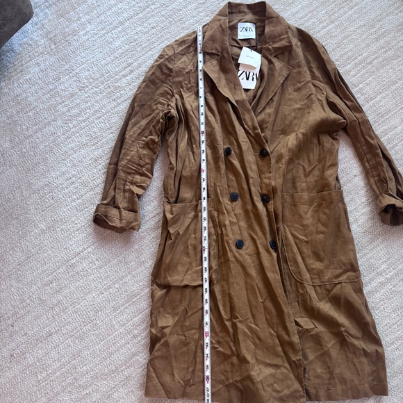 Zara Tan Double-Breasted Trench Coat Dress NWT - Picture 10 of 13